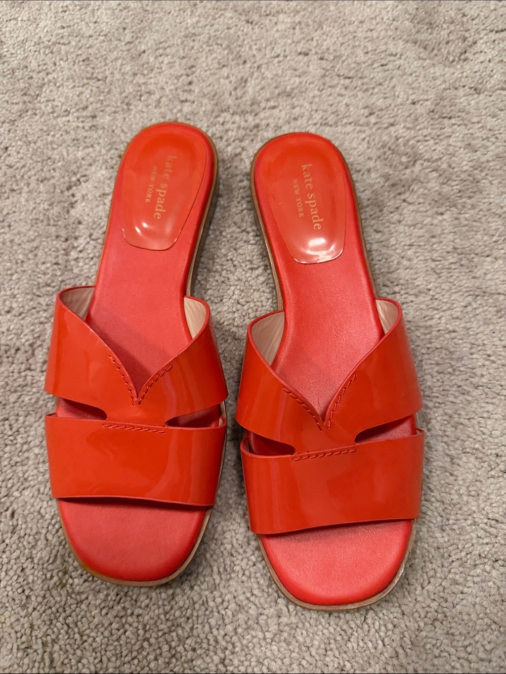 kate spade Bright orange Patent Slip-On Mules